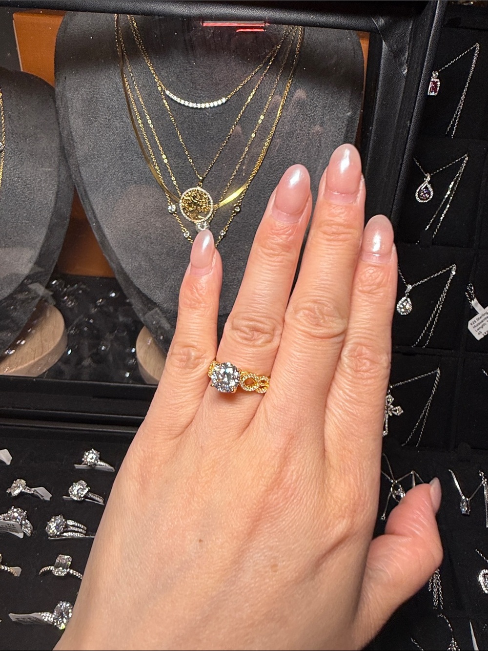 Gold Ring with Clear Gemstone - Women's Statement Ring 2carat moissanite stone